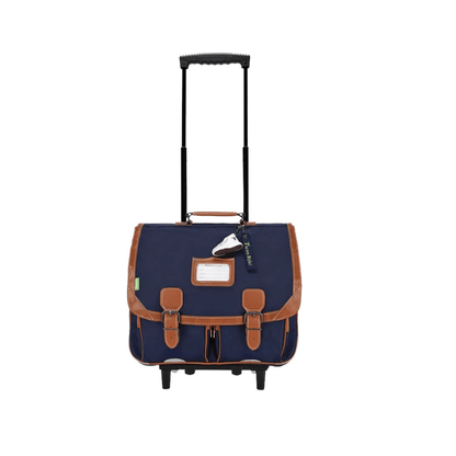 Cartable trolley Tann's Camille 41cm bleu sac scolaire roulettes primaire vue face

