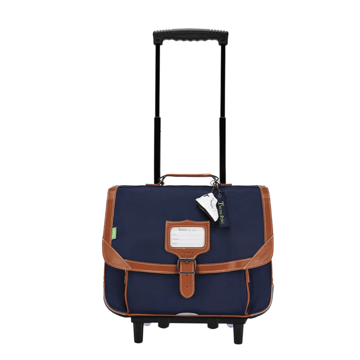 Cartable trolley Tann's Camille Bleu 38 cm avec poignée télescopique déployée