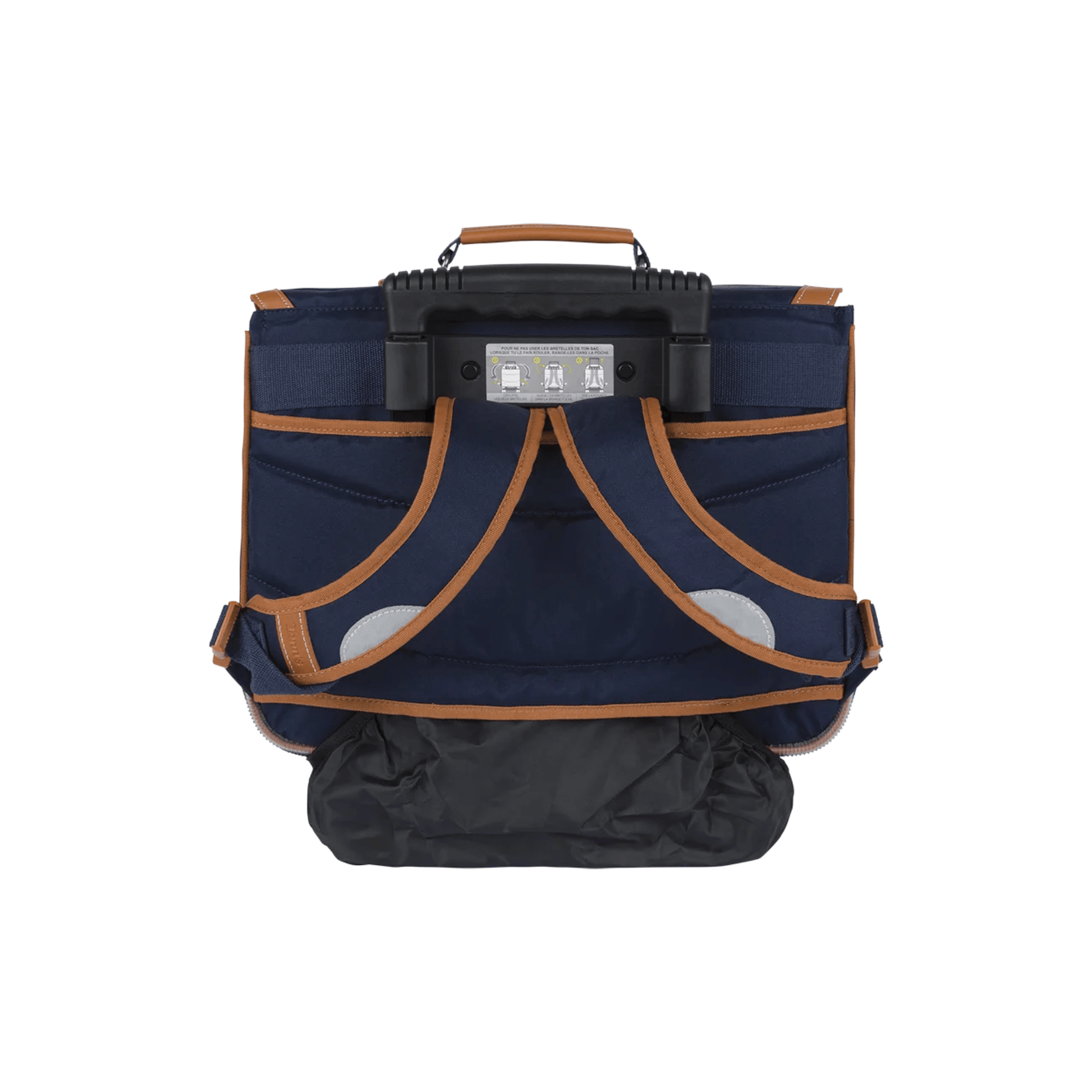 Dos ergonomique et bretelles du cartable trolley Tann's Camille Bleu 38 cm