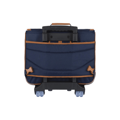 Cartable Tann's trolley système roulettes 4 roues poignée télescopique vue arrière Nevada Maroquinerie

