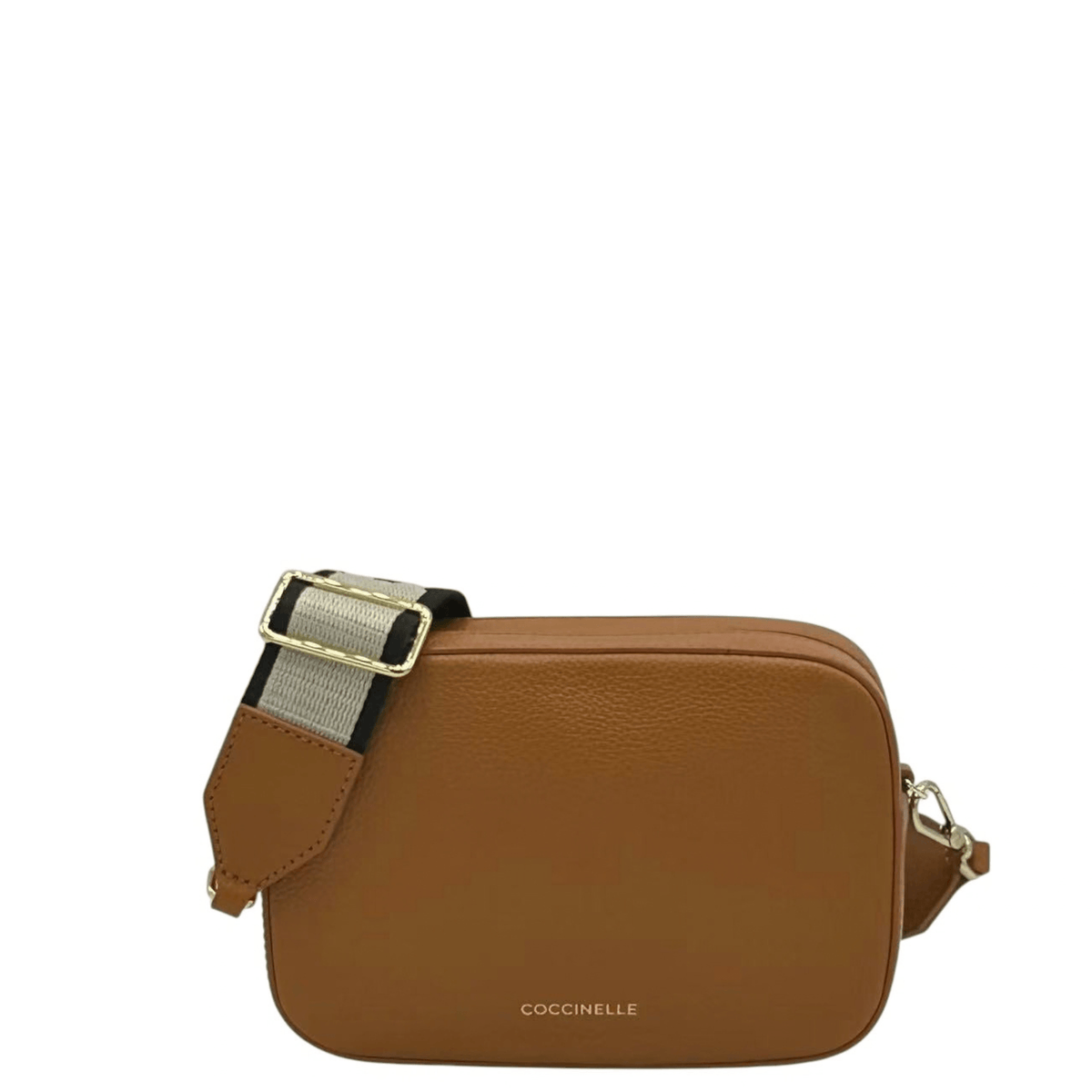 Sac bandoulière COCCINELLE en cuir camel vue de face