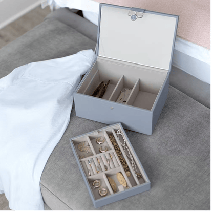boite bijoux stackers bleu plateau amovible
