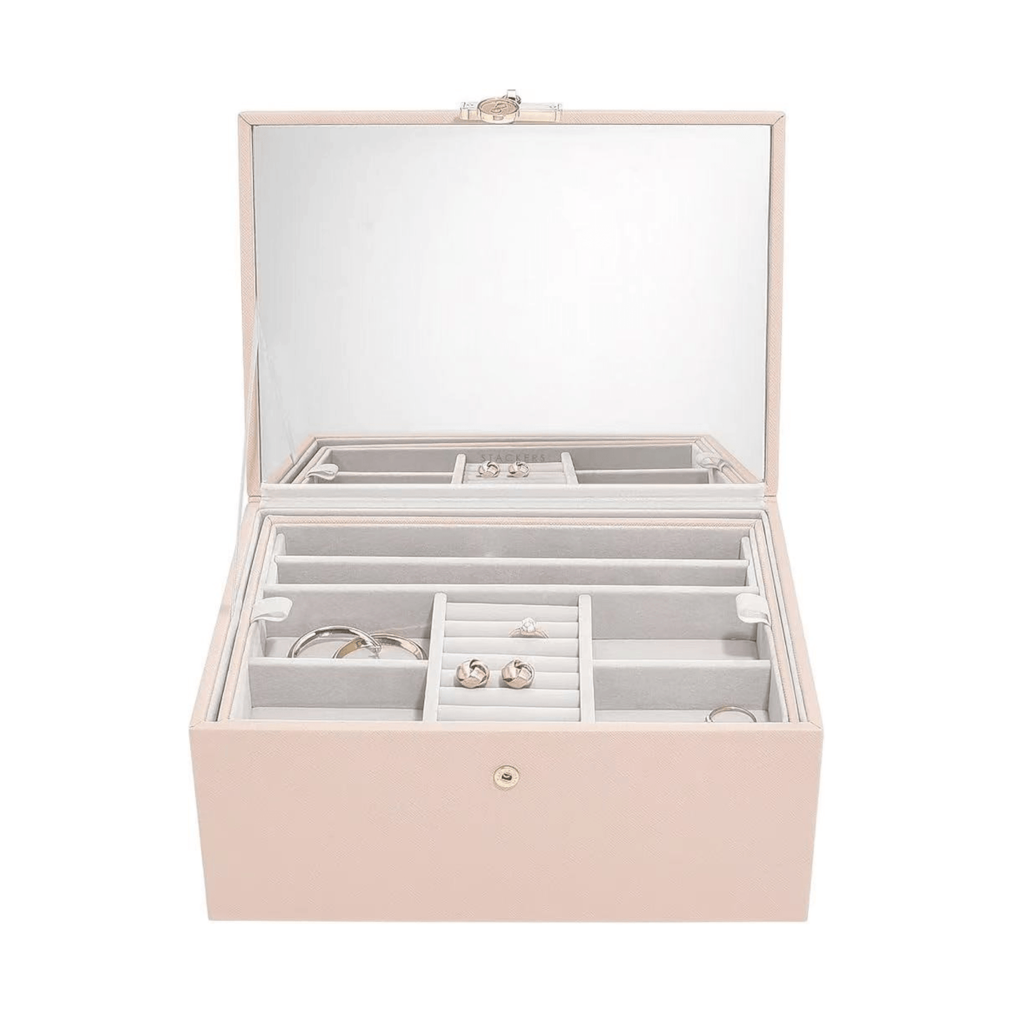 organisateur bijoux stackers rose compartiments bagues colliers
