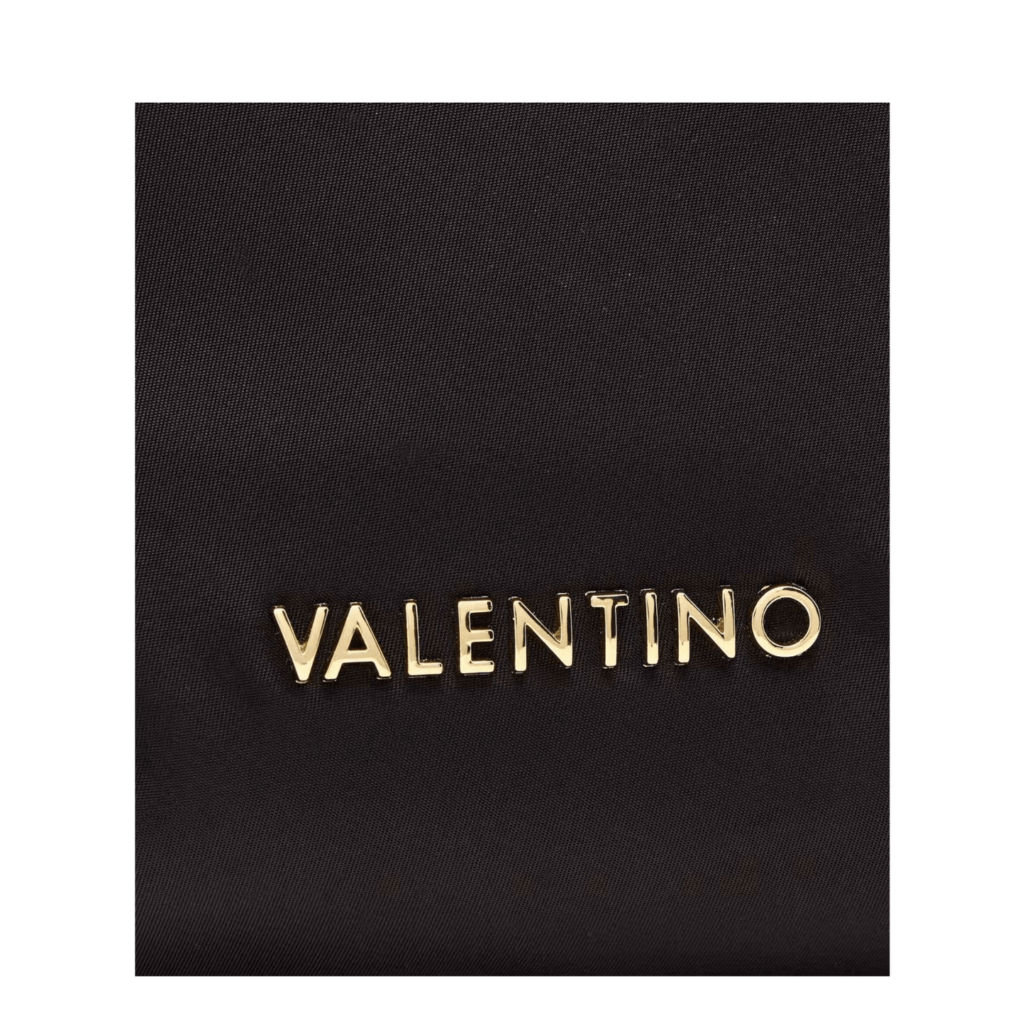 Détail logo Valentino Bags doré sur sac noir femme
