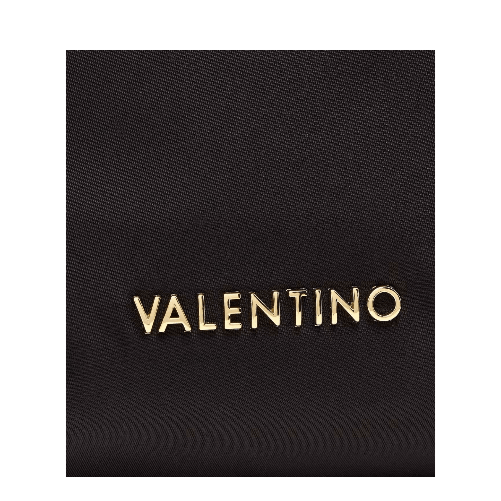 Détail logo Valentino Bags doré sur sac noir femme