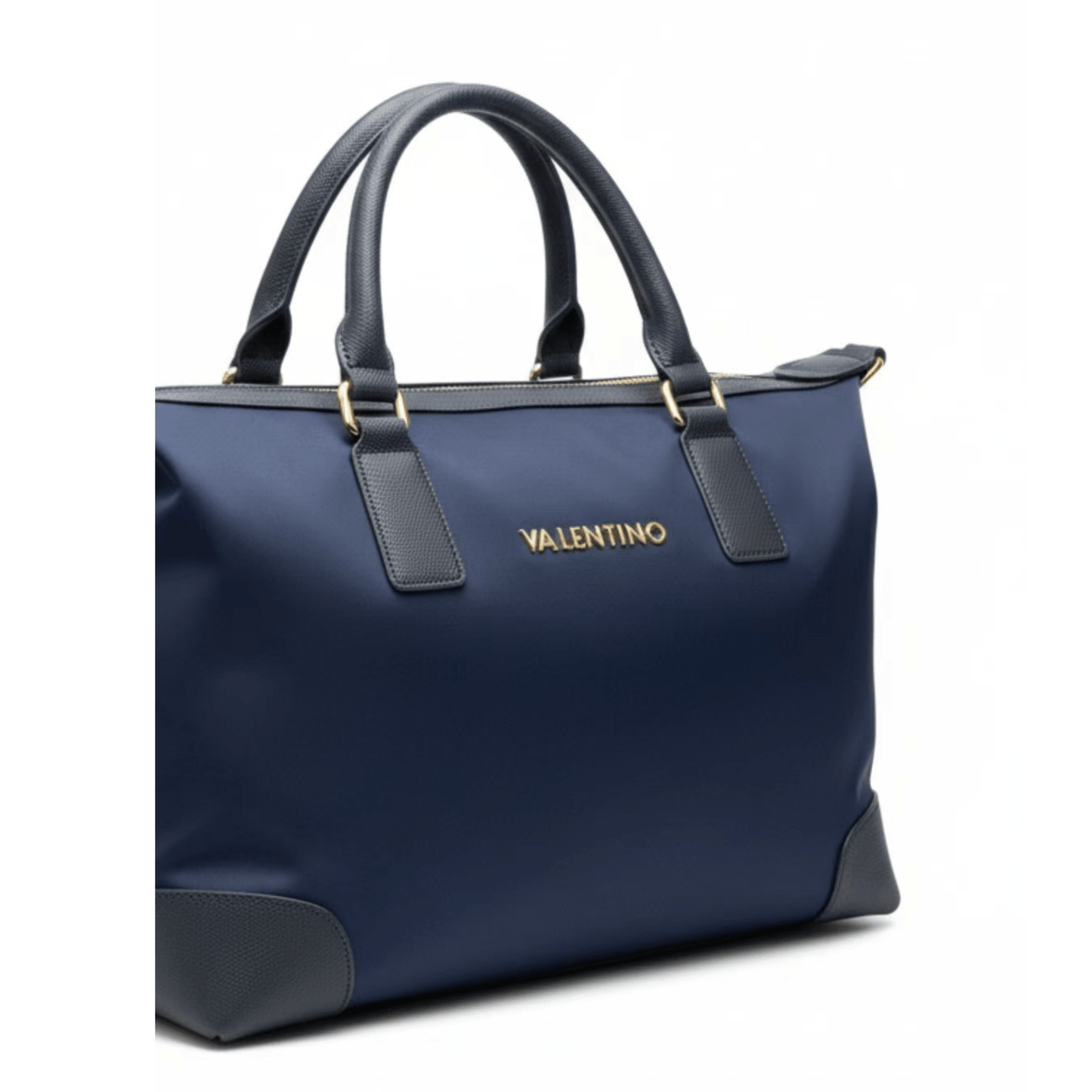 Détail logo Valentino Bags doré sur sac cabas VBSA9T01 bleu marine