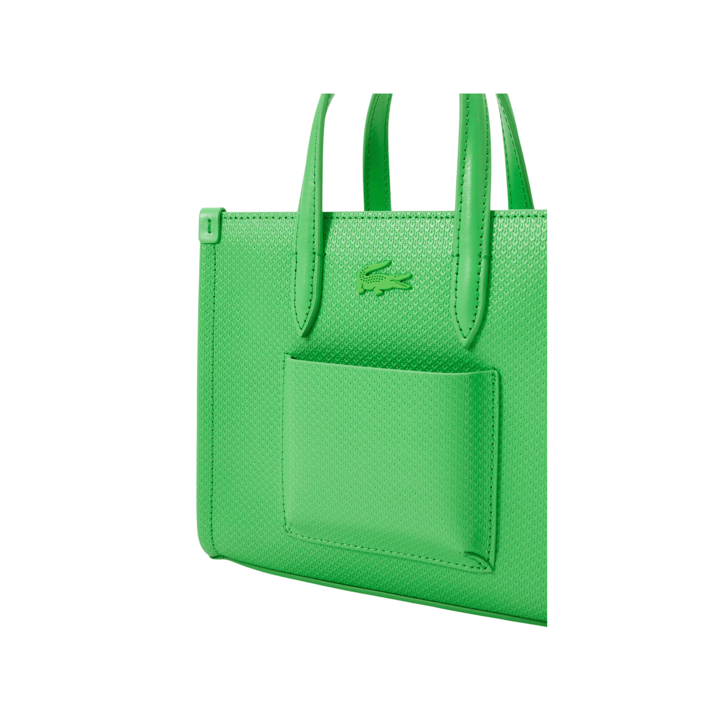 Détail poche avant et logo crocodile du sac Lacoste vert oseille