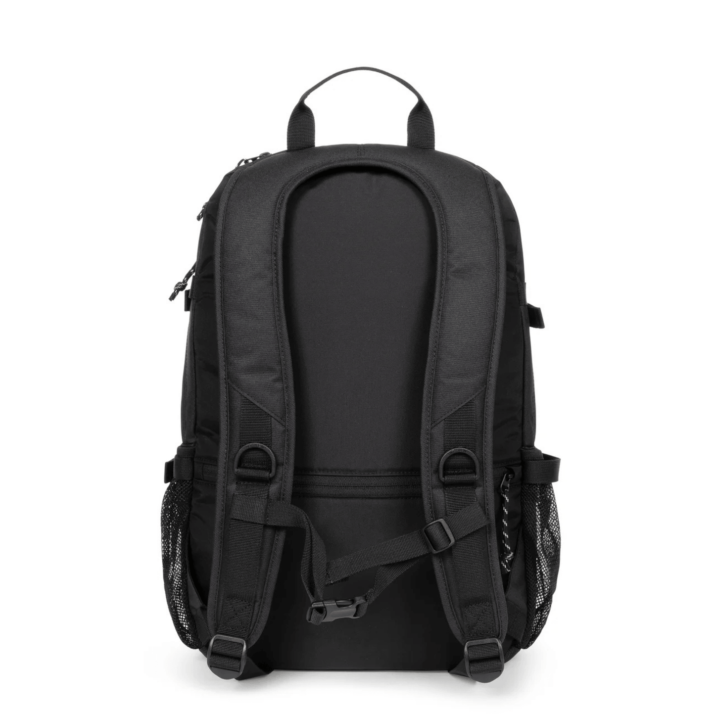 Vue arrière du sac à dos Eastpak Getter Pro Black avec dos rembourré et bretelles ergonomiques.