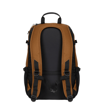 Vue arrière du sac à dos Eastpak Getter Pro Brown avec dos rembourré et bretelles ergonomiques.