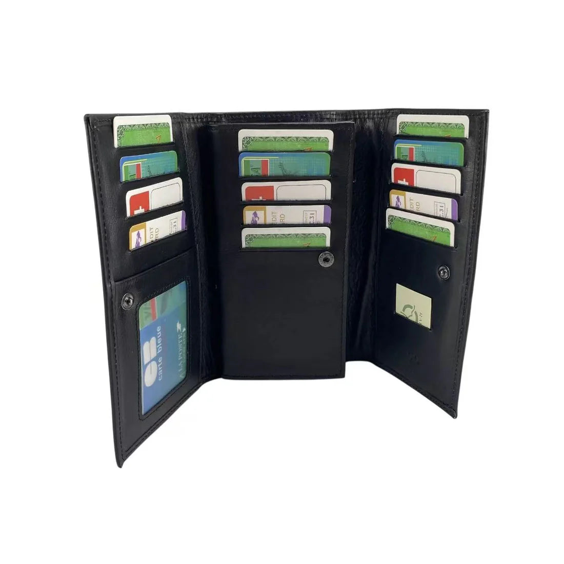 Portefeuille tout-en-un cuir véritable noir Elephant D'Or – Multi-cartes & RFID