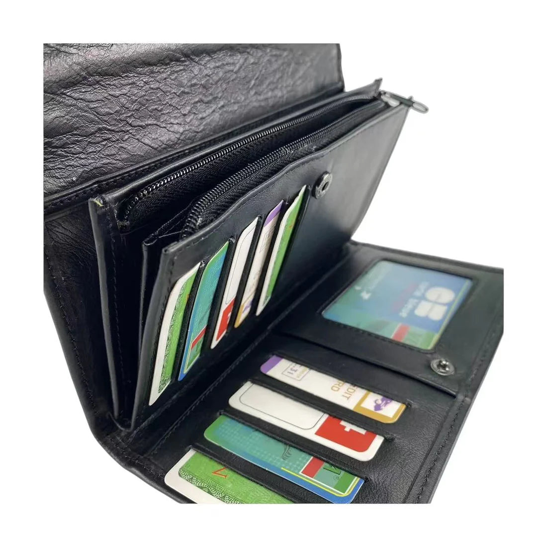 Portefeuille tout-en-un cuir véritable noir Elephant D'Or – Multi-cartes & RFID