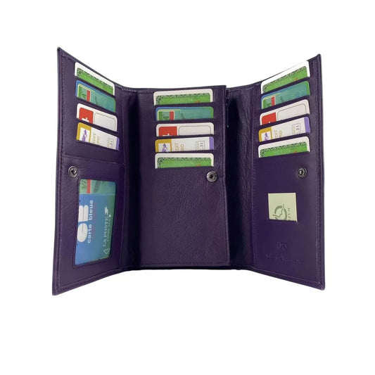 Portefeuille tout-en-un cuir véritable violet Elephant D'Or – Multi-cartes & RFID