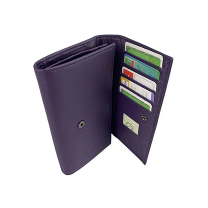 Portefeuille tout-en-un cuir véritable violet Elephant D'Or – Multi-cartes & RFID