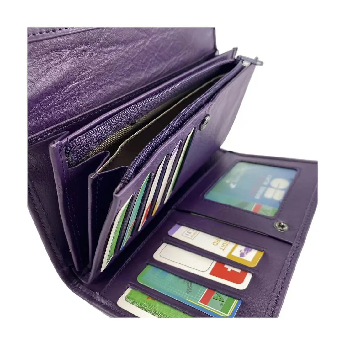 Portefeuille tout-en-un cuir véritable violet Elephant D'Or – Multi-cartes & RFID