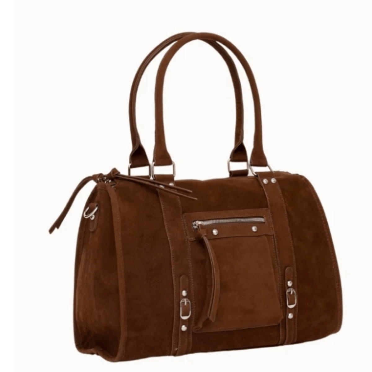 Sac Flora & Co Forma camel vu de trois quarts avec poche avant zippée