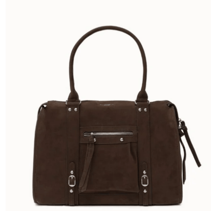 Sac à main Flora & Co Forma F759 chocolat effet suédine, vue de face