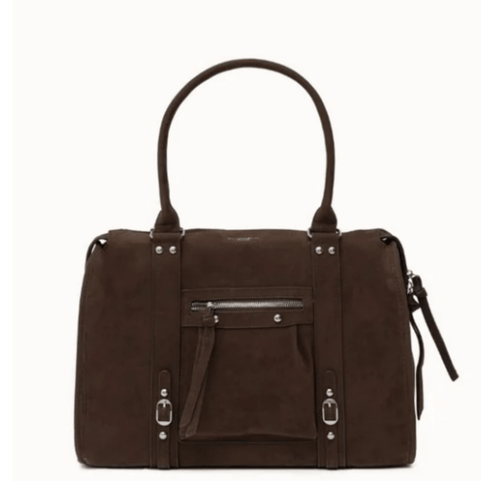 Sac à main Flora & Co Forma F759 chocolat effet suédine, vue de face