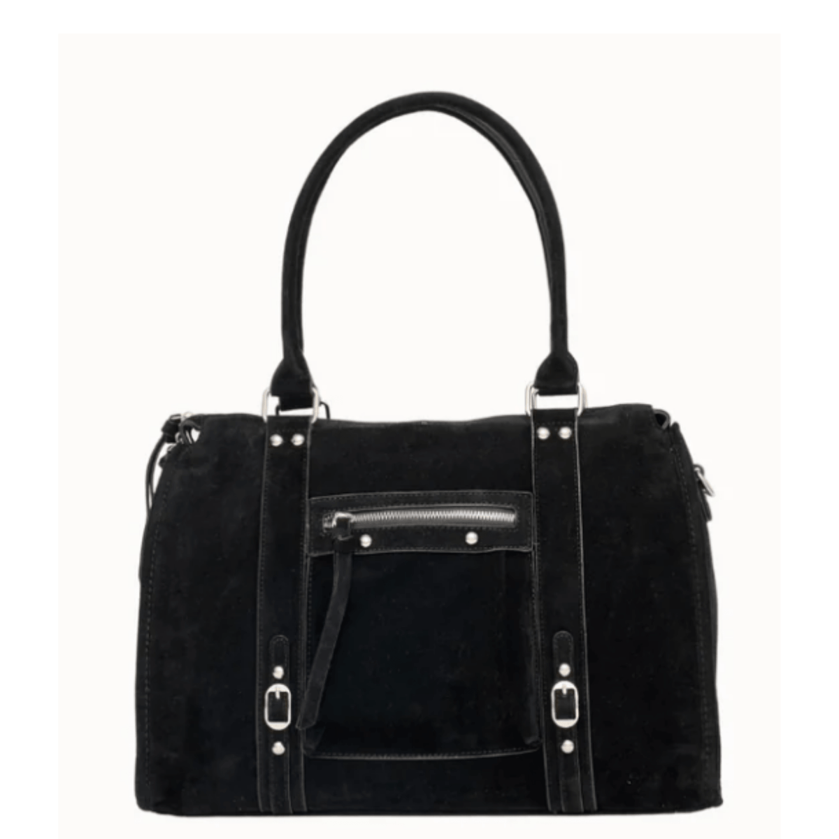 Sac à main Flora & Co Forma F759 noir en matière effet suédine, vue de face