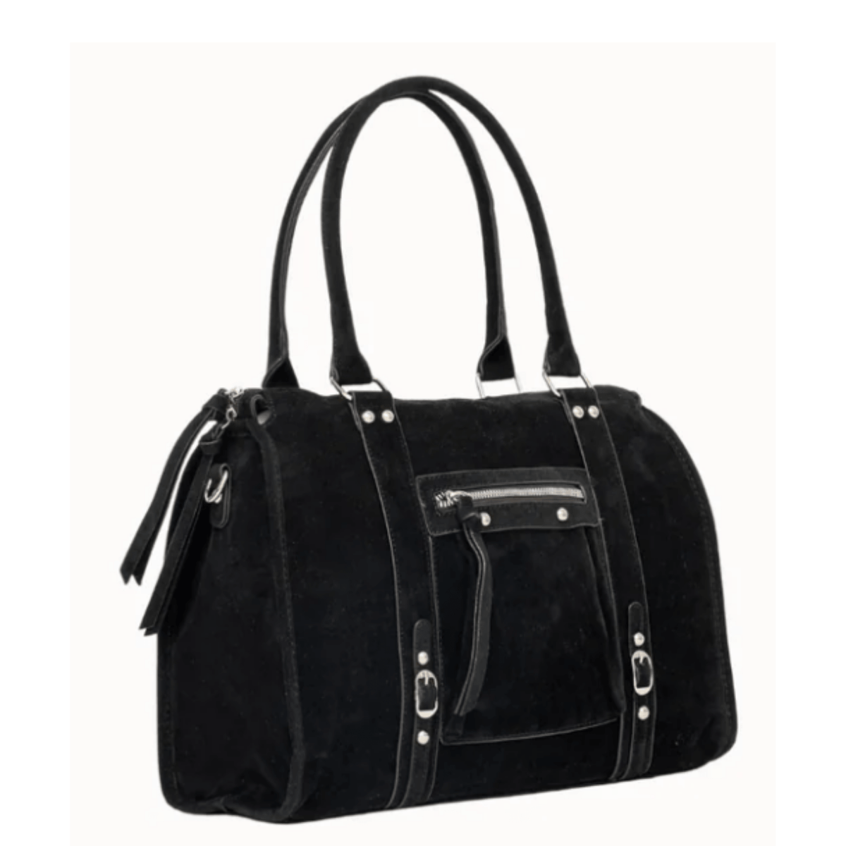 Sac Flora & Co Forma F759 noir vu de trois quarts avec poche avant zippée
