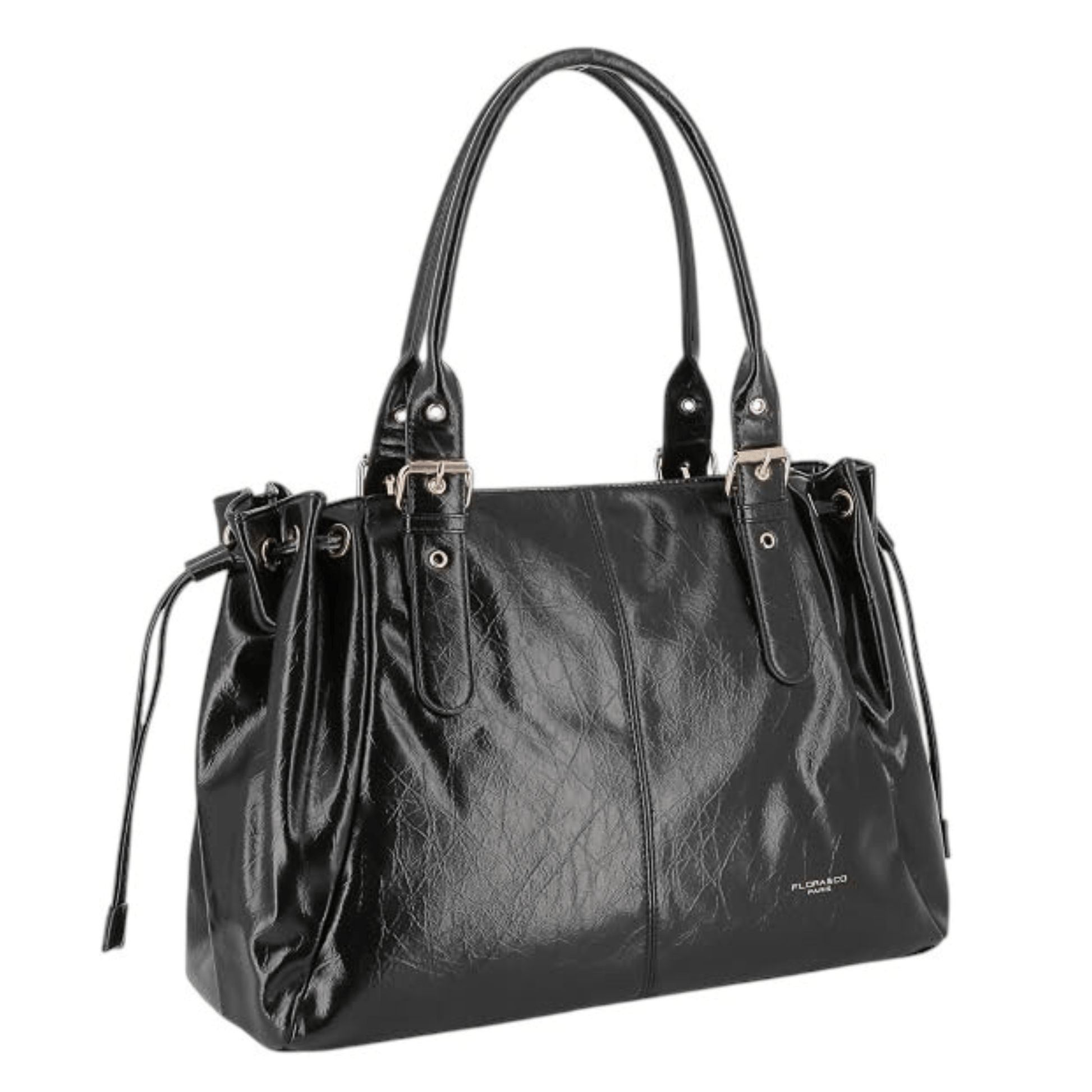 Sac cabas FLORA & CO Antonio 7578 noir vue de trois quarts