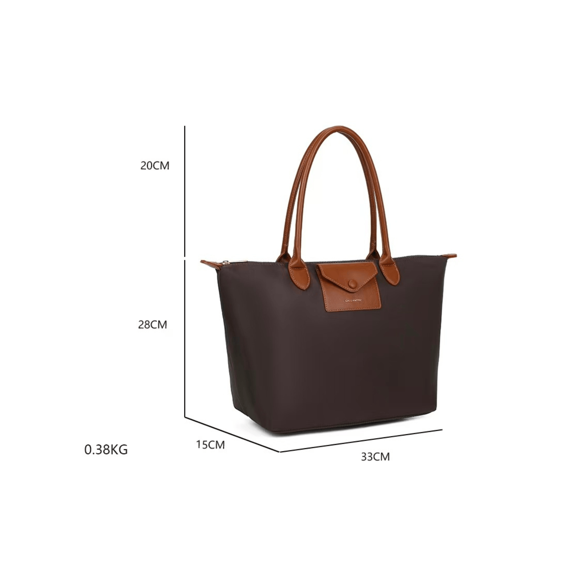 Dimensions du sac cabas Gallantry coffee 33 cm format bureau et école