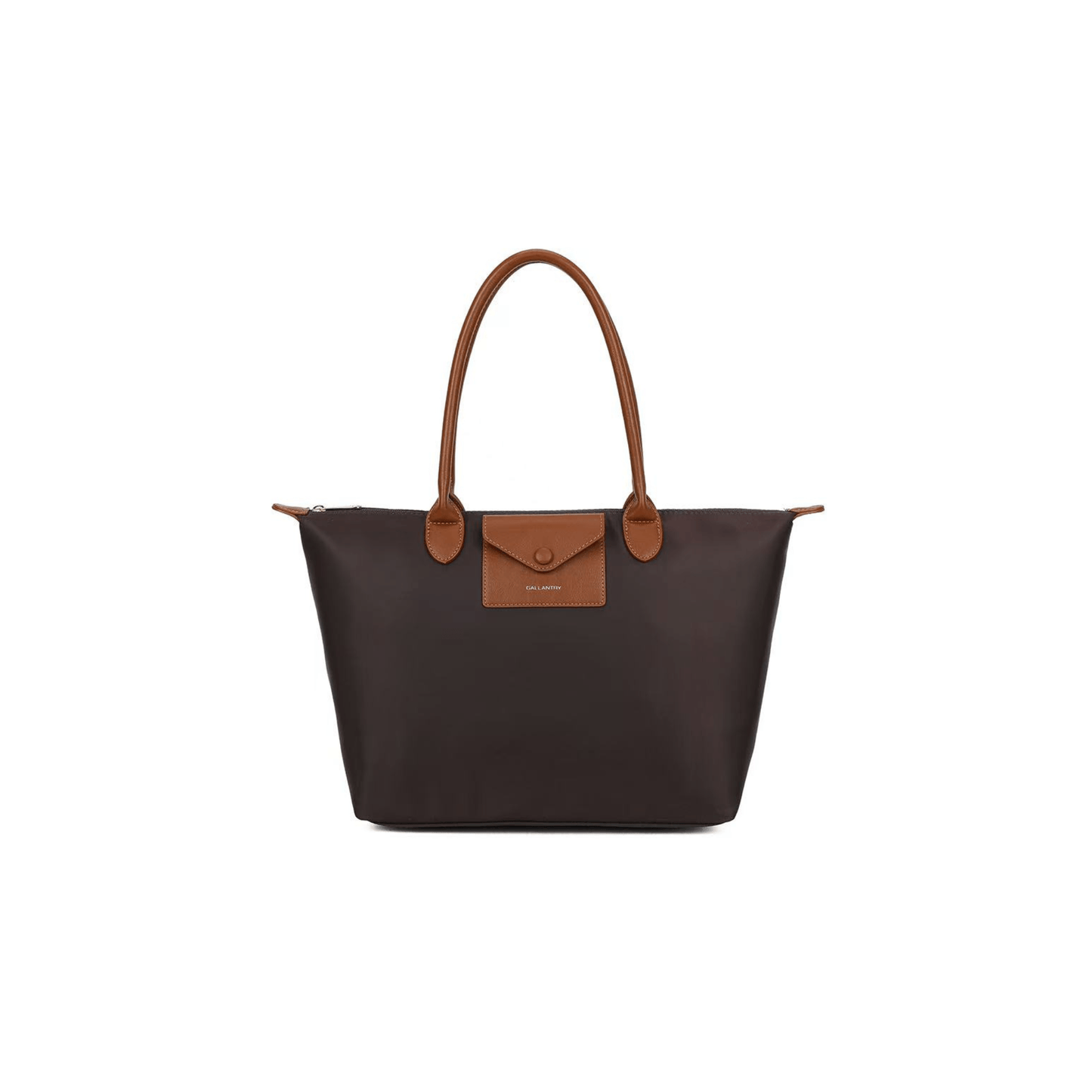 Sac cabas Gallantry coffee en tissu avec anses camel porté épaule format A4