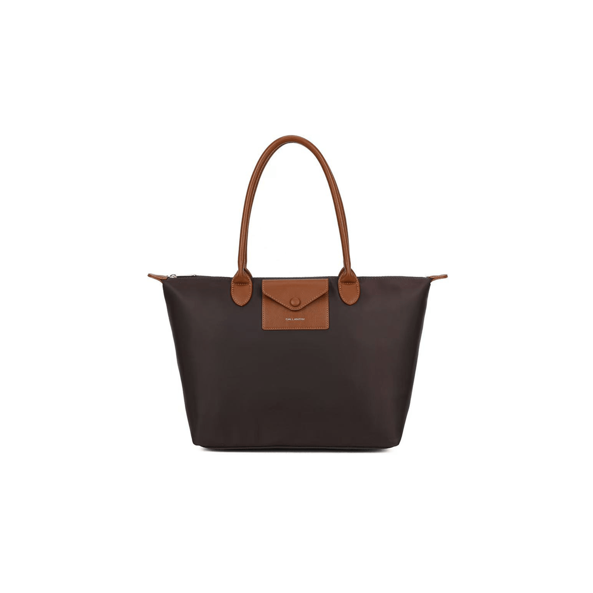 Sac cabas Gallantry coffee en tissu avec anses camel porté épaule format A4