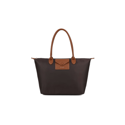 Sac cabas Gallantry coffee en tissu avec anses camel porté épaule format A4