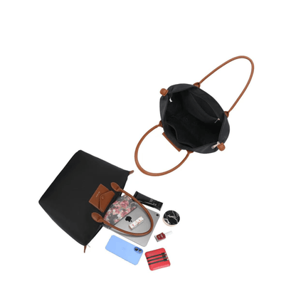Intérieur du sac cabas Gallantry noir avec compartiment principal zippé
