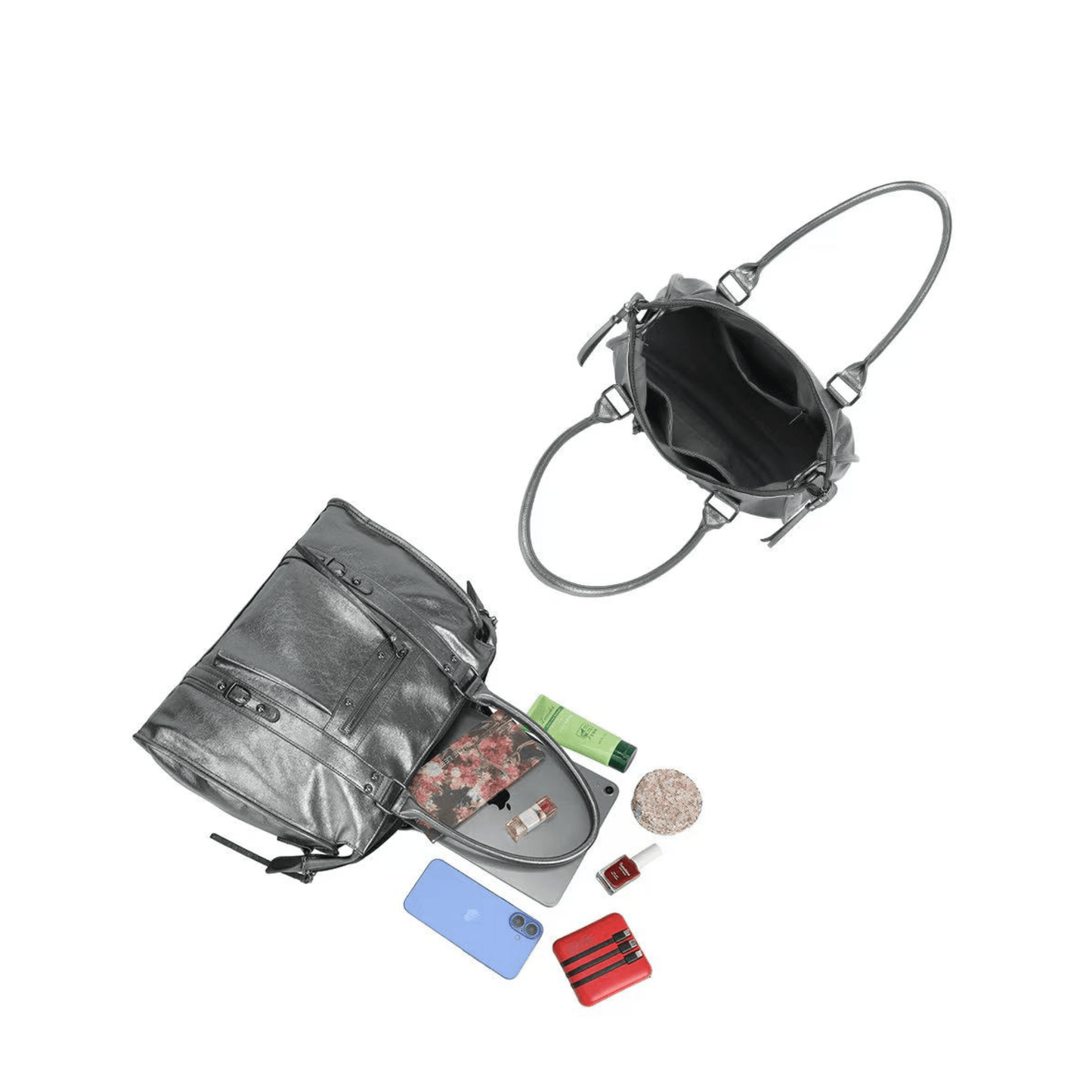 Sac Gallantry Skyla argenté intérieur et capacité de rangement
