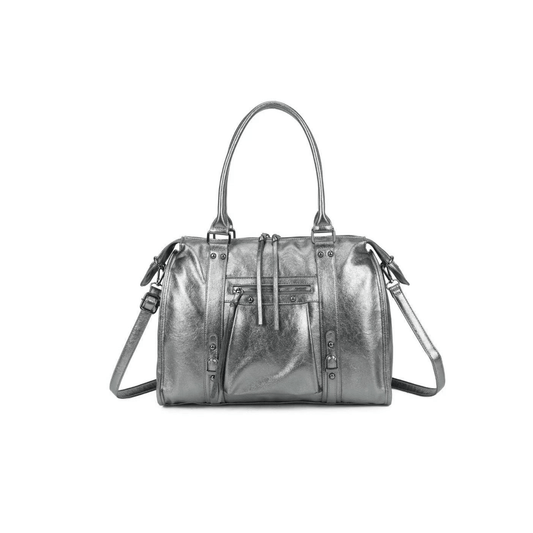 Sac porté épaule Gallantry Skyla brillant argenté vue de face
