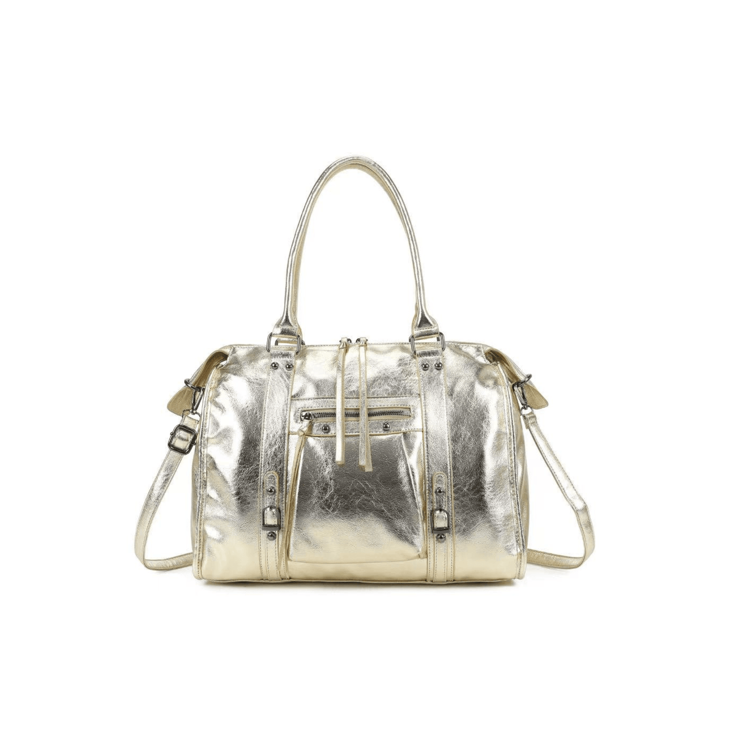 Sac porté épaule Gallantry Skyla brillant doré vue de face
