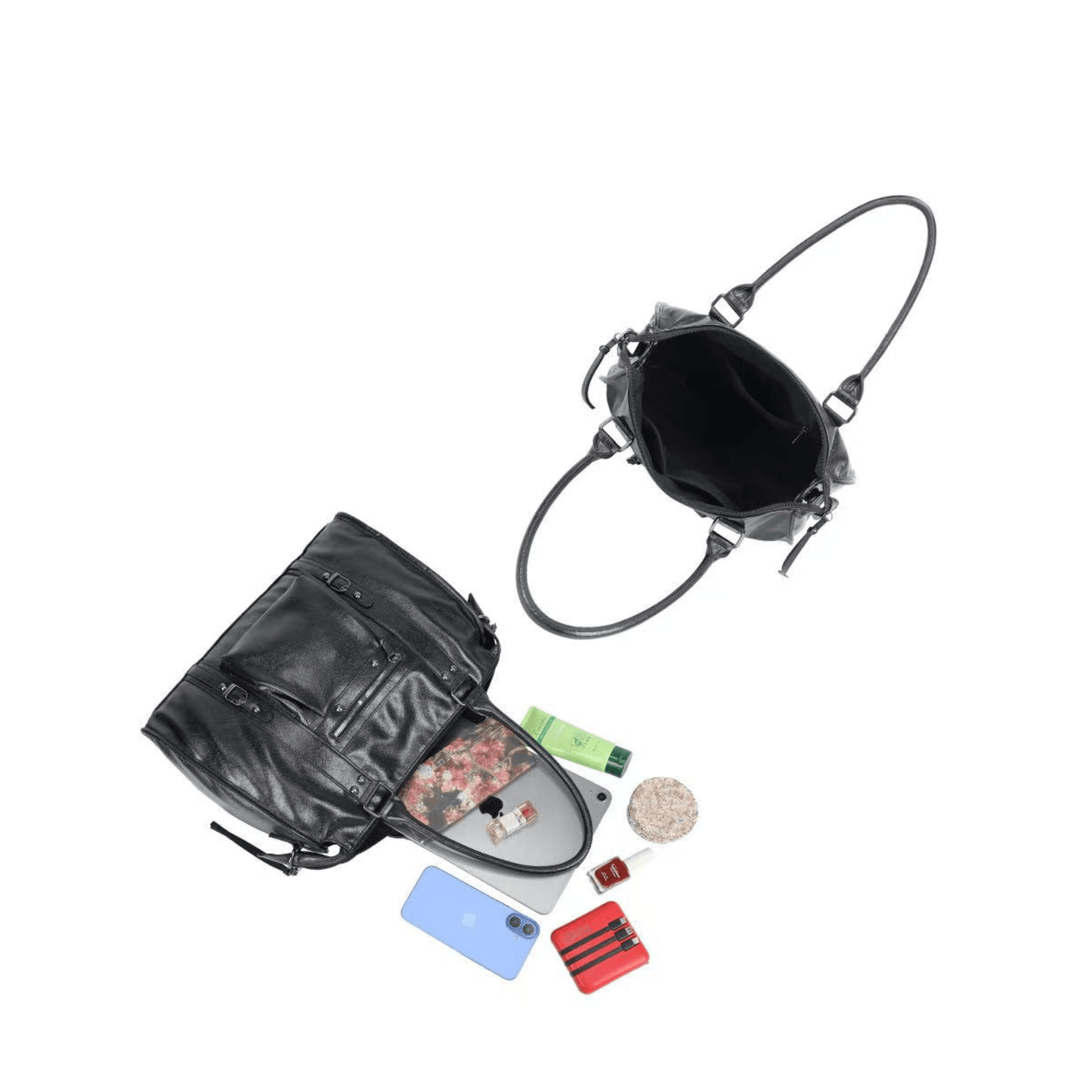 Sac Gallantry Skyla noir finition argentée intérieur et capacité de rangement