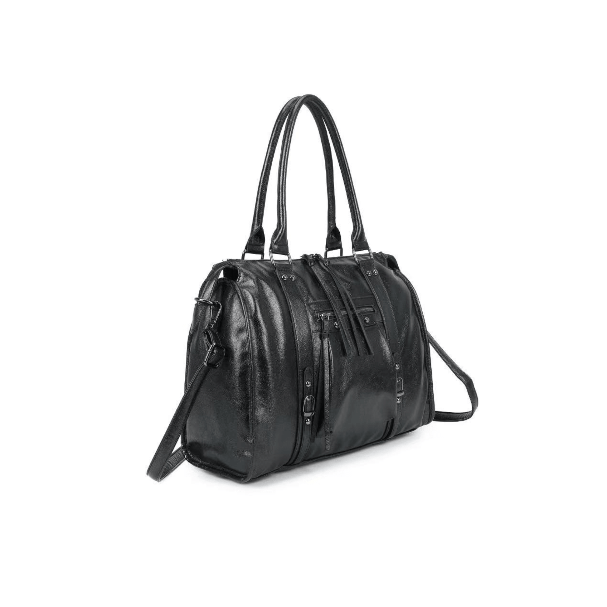Sac Gallantry Skyla noir finition argentée vue latérale
