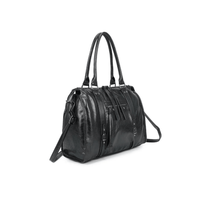Sac Gallantry Skyla noir finition argentée vue latérale
