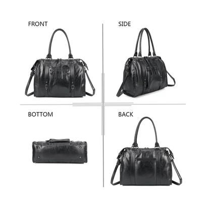 Sac Gallantry Skyla noir finition argentée vues avant arrière dessous

