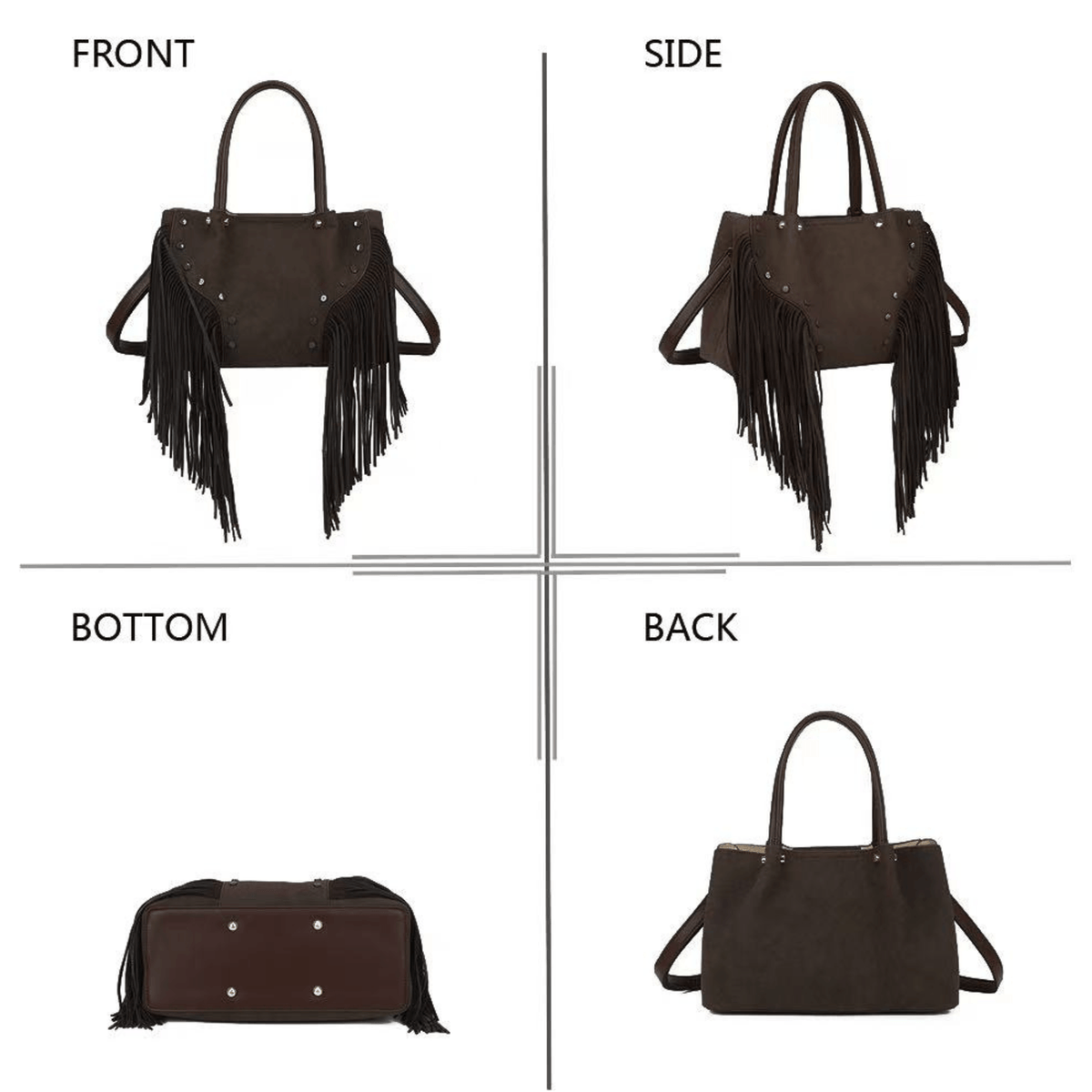 Sac Gallantry Wilda café – vues de face, profil, dos et dessous