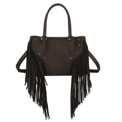 Sac à main Gallantry Wilda café effet suédine avec franges