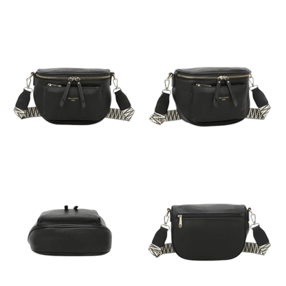 Sac banane noir GALLANTRY Z83047 détails poches et bandoulière large