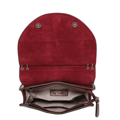 Intérieur du sac bandoulière Inès Delaure bordeaux