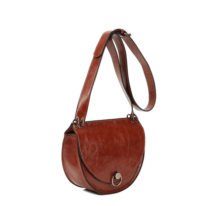 Sac bandoulière Inès Delaure camel, vue de profil