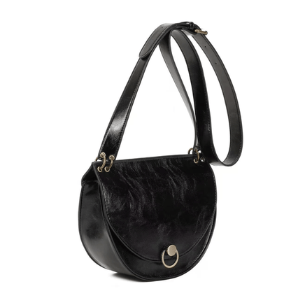 Sac bandoulière Inès Delaure noir, vue de profil