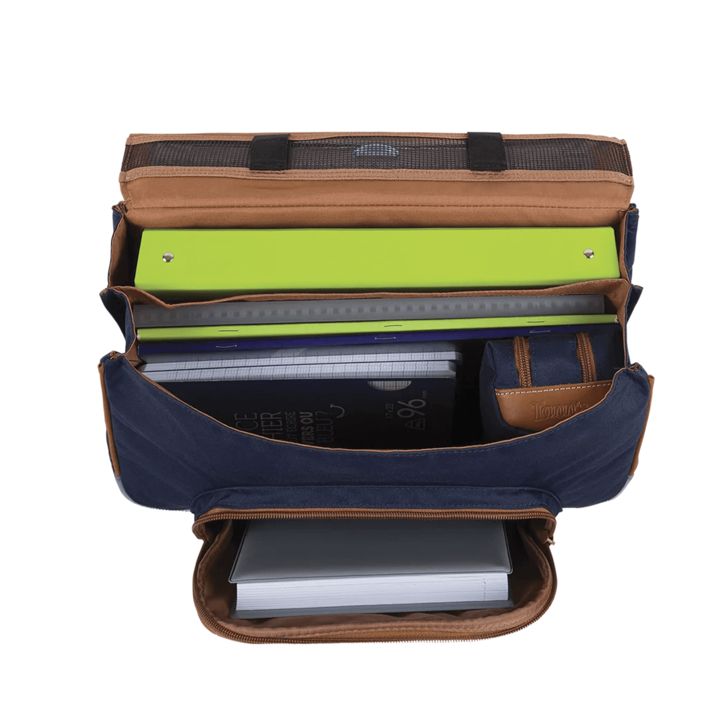 Intérieur du cartable trolley Tann's Camille compatible cahiers et classeurs 24 × 32 cm
