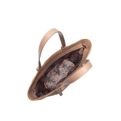 Intérieur du sac cabas Lancaster Le Panier naturel avec doublure fleurie