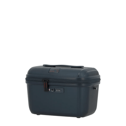 JUMP Enaïs vanity rigide bleu marine 12 litres vue trois quarts avec poignée supérieure et serrure TSA