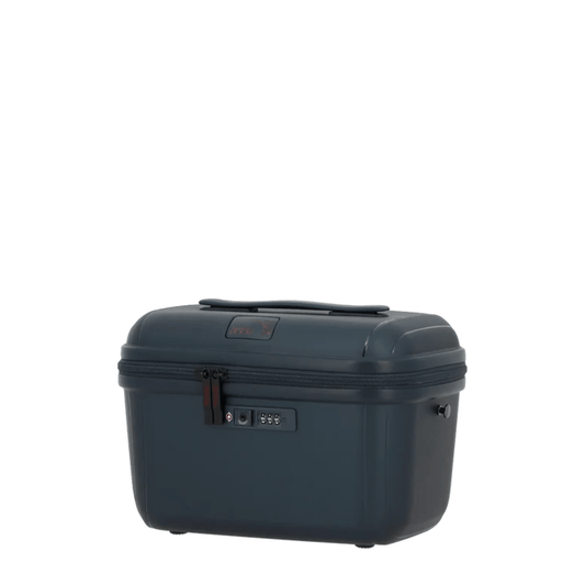 JUMP Enaïs vanity rigide bleu marine 12 litres vue trois quarts avec poignée supérieure et serrure TSA