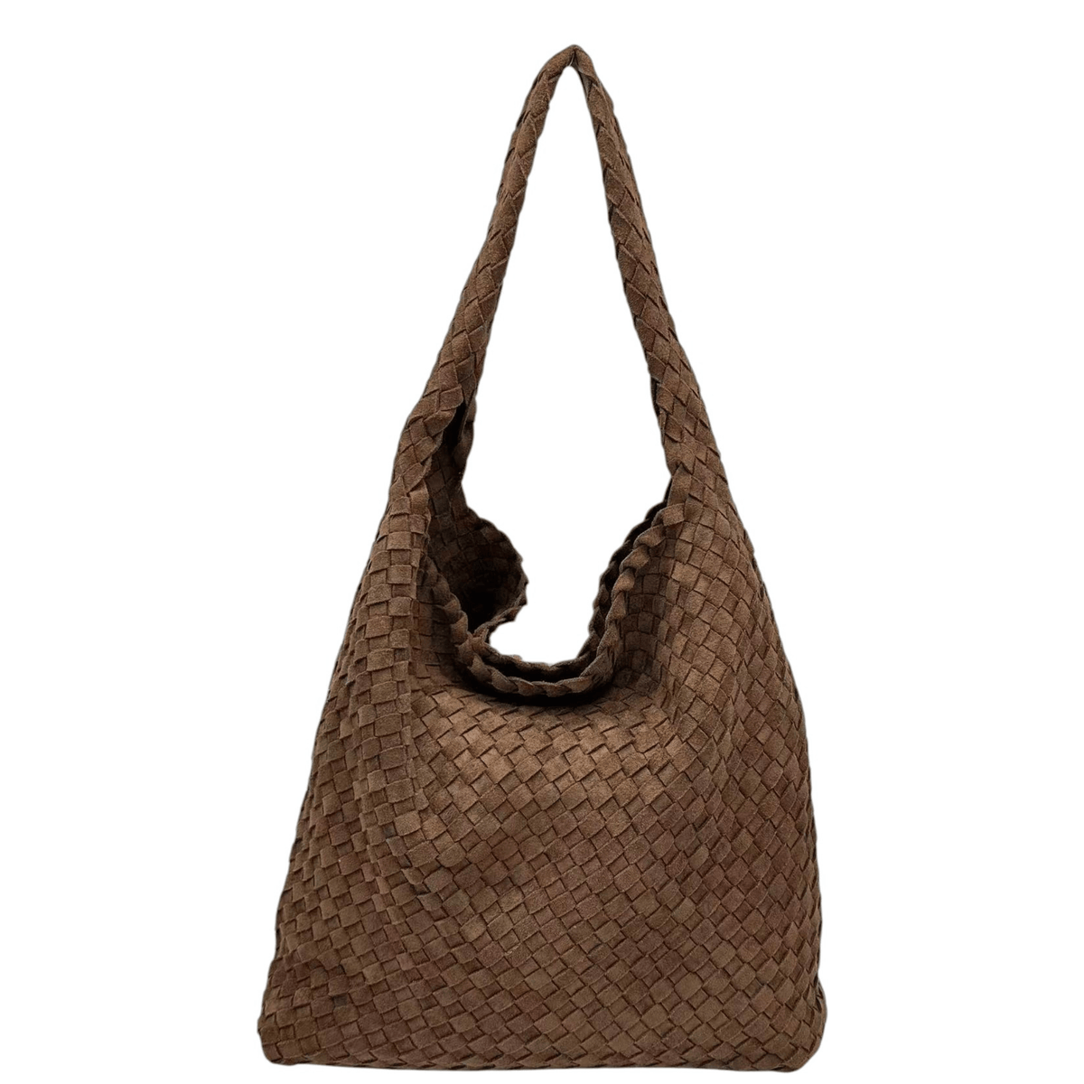 Sac cabas KATE H marron effet daim tressé, vue de face
