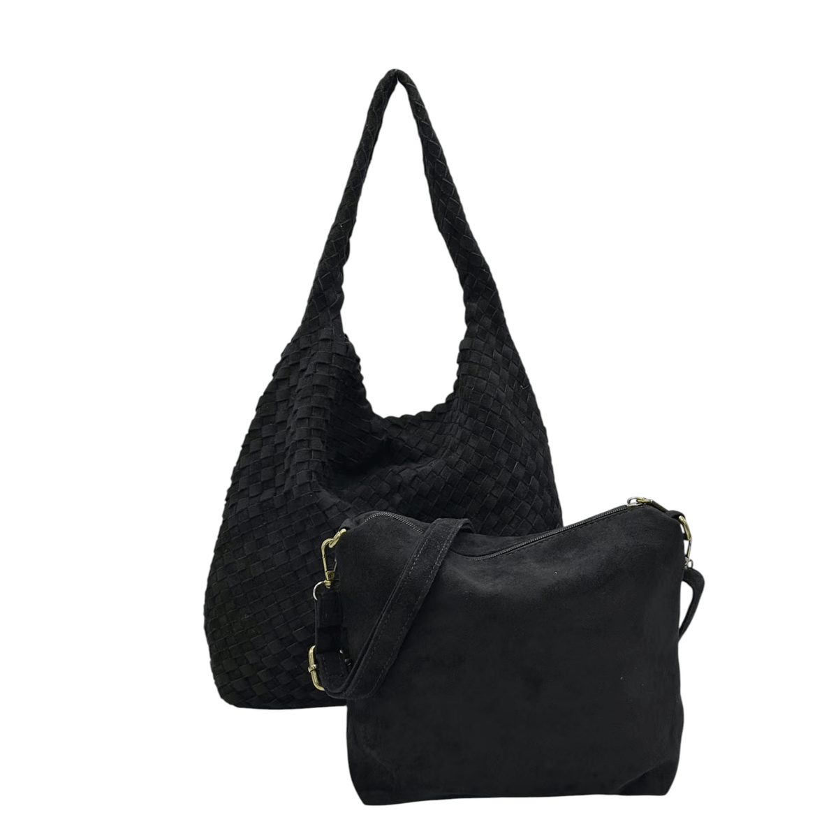 Sac cabas KATE H noir avec sa pochette amovible et sa bandoulière