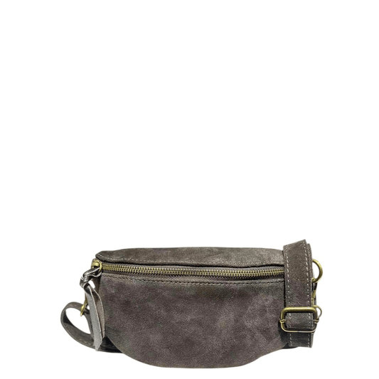 Sac banane KATE H LCV261 en daim chocolat avec bandoulière réglable