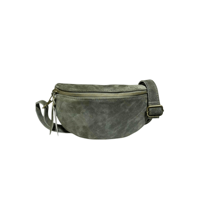 Sac banane en daim kaki KATE H LCV261 avec bandoulière réglable